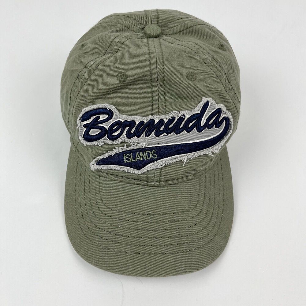 Jacobson Hat Green Khaki Soft Canvas Cap Bermuda Embroidered Adjustable Strap